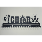 Cheer acro acrobatics silver brushed chrome stainless steel black matte medal medals wall display hanger holder rack