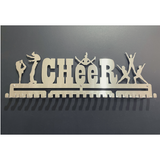 Cheer acro acrobatics silver brushed chrome stainless steel black matte medal medals wall display hanger holder rack