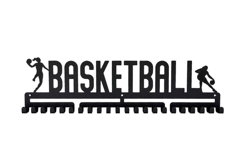 Basketball MedalMount female girls silver brushed chrome stainless steel black matte medal medals wall display hanger holder rack