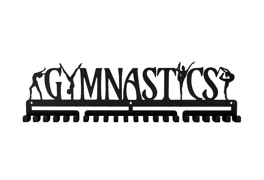 Gymnastics girls female silver brushed chrome stainless steel black matte medal medals wall display hanger holder rack