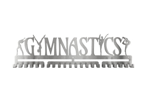 Gymnastics girls female silver brushed chrome stainless steel black matte medal medals wall display hanger holder rack