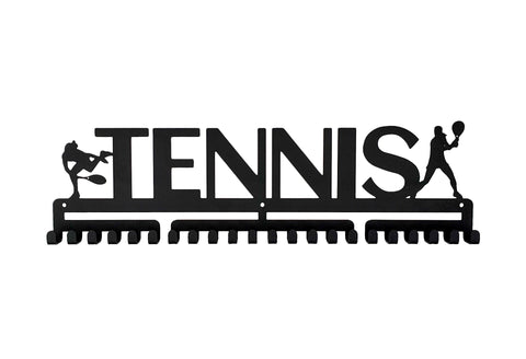 Tennis female silver brushed chrome stainless steel black matte medal medals wall display hanger holder rack