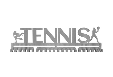 Tennis female silver brushed chrome stainless steel black matte medal medals wall display hanger holder rack