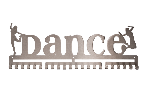 Dance dancer dancing MedalMount female girls silver brushed chrome stainless steel black matte medal medals wall display hanger holder rack