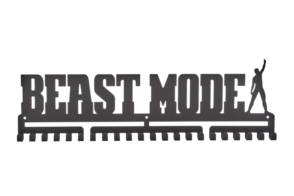 Beast Mode MedalMount male boys silver brushed chrome stainless steel black matte medal medals wall display hanger holder rack