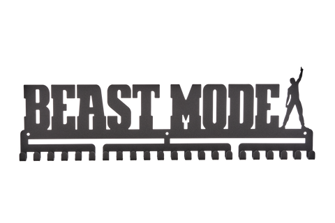 Beast Mode MedalMount male boys silver brushed chrome stainless steel black matte medal medals wall display hanger holder rack