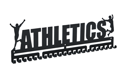 Athletics little aths MedalMount male boys silver brushed chrome stainless steel black matte medal medals wall display hanger holder rack