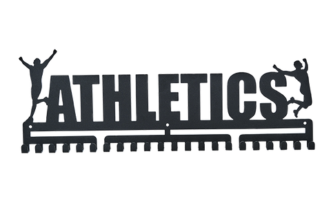 Athletics little aths MedalMount male boys silver brushed chrome stainless steel black matte medal medals wall display hanger holder rack