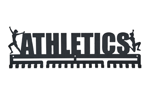 Athletics little aths MedalMount female girls silver brushed chrome stainless steel black matte medal medals wall display hanger holder rack