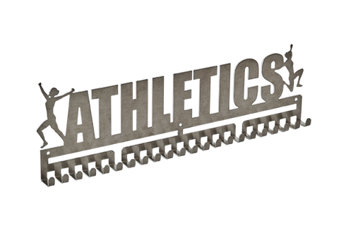 Athletics little aths MedalMount female girls silver brushed chrome stainless steel black matte medal medals wall display hanger holder rack