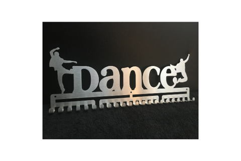 Dance dancer dancing MedalMount male boys silver brushed chrome stainless steel black matte medal medals wall display hanger holder rack