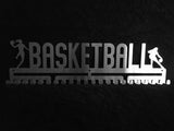 Basketball MedalMount female girls silver brushed chrome stainless steel black matte medal medals wall display hanger holder rack