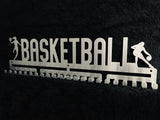 Basketball MedalMount female girls silver brushed chrome stainless steel black matte medal medals wall display hanger holder rack