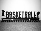 Basketball MedalMount male boys silver brushed chrome stainless steel black matte medal medals wall display hanger holder rack