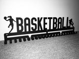 Basketball MedalMount female girls silver brushed chrome stainless steel black matte medal medals wall display hanger holder rack
