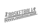 Basketball MedalMount male boys silver brushed chrome stainless steel black matte medal medals wall display hanger holder rack