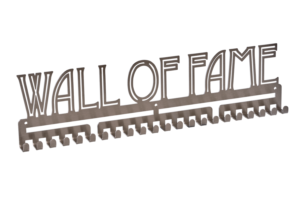 Wall of Fame MedalMount silver brushed chrome stainless steel black matte medal medals wall display hanger holder rack